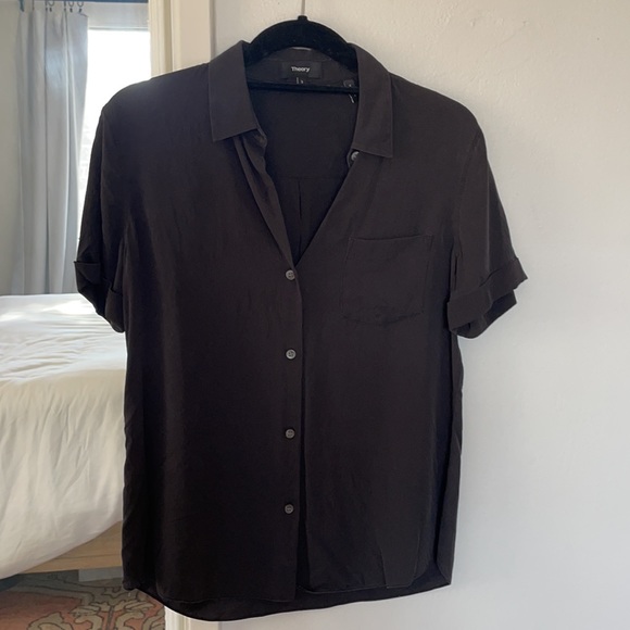 Theory black shirt sleeve blouse - Picture 2 of 3